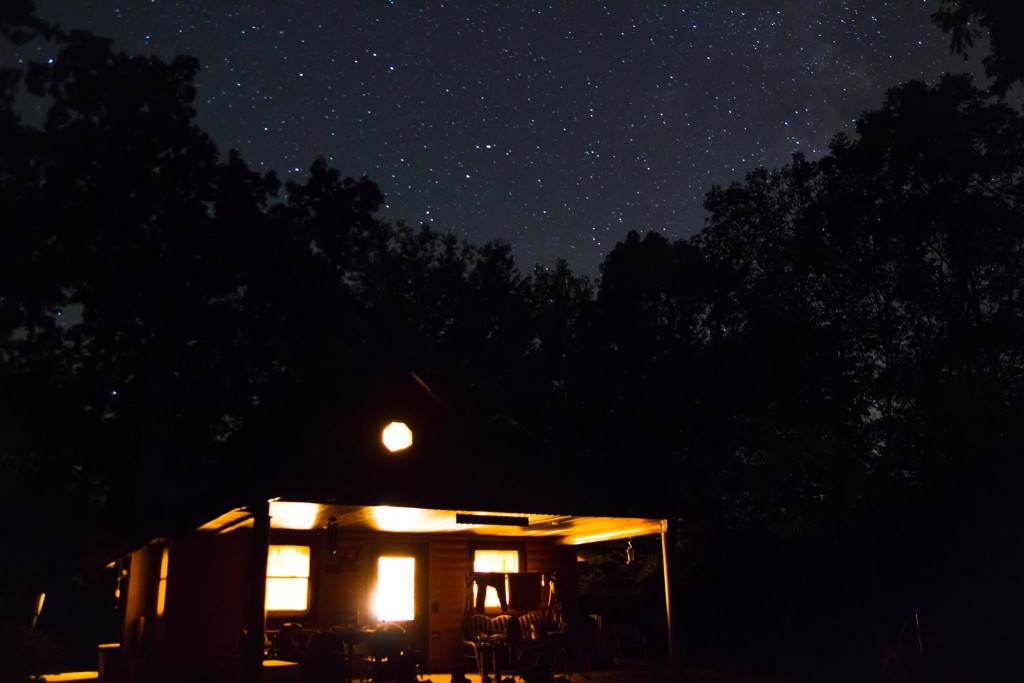 Kurt Schroeder's cabin under the stars in Vernon County, WI.