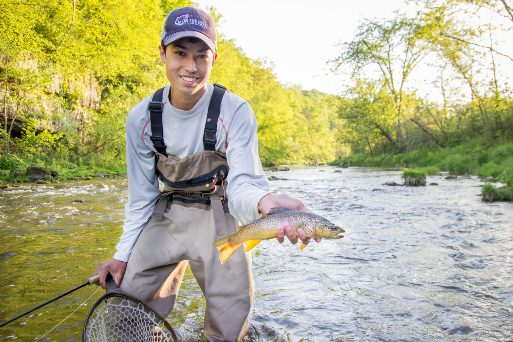 Aric with one of the better fish of the evening.