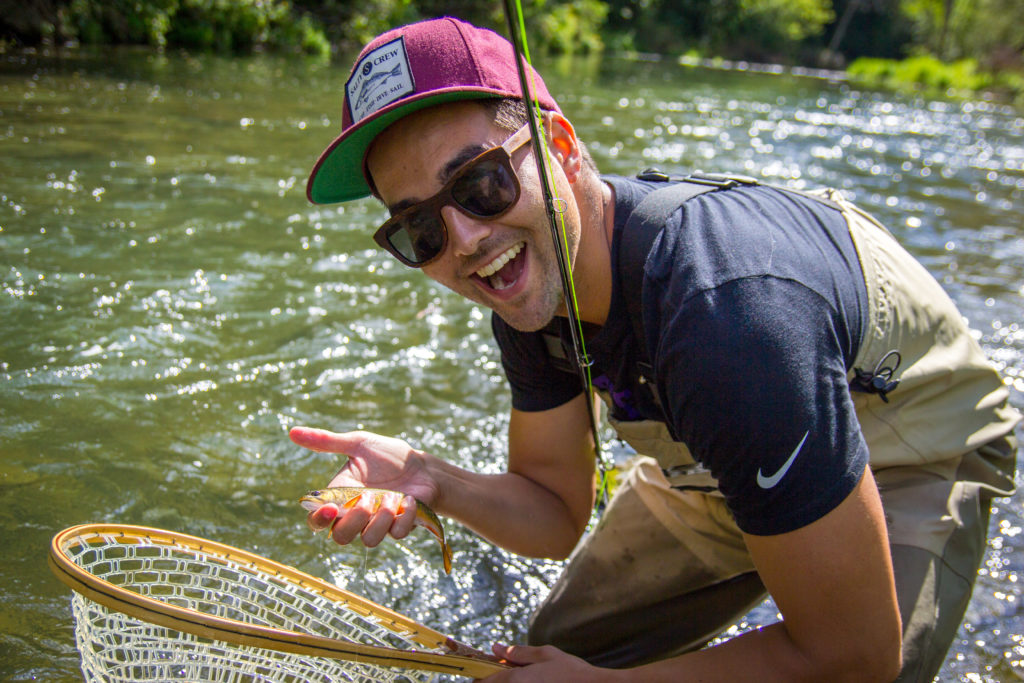 My cousin Brose with his first fish on a fly. As he said, it was a beauty and a beast.